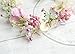 Pearl Flower Crown Floral Garland Headband Flower Halo Headpiece Hair Wreath Boho with Ribbon Wedding Party Photos Festival Pink by Vivivalue