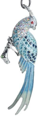 Lilly Rocket Blue Peacock Key Chain with Blue and Clear Rhinestone Swarovski Crystals
