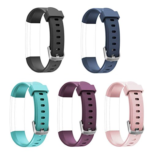 ToThere ID115U Replacement Bands - Adjustable Replacement Straps/Replacement Bands for ID115U Fitness Tracker Slim Smart Wristbands(Black+Purple+Pink+Blue+Green)