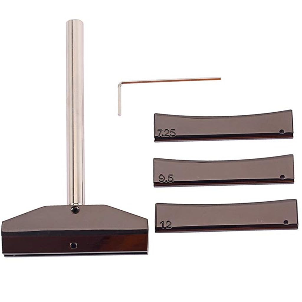 Ogdni Luthier Tools Guitar Bass Fret Press Caul Fingerboard Pressing Tool with 3Pcs Radian Fret Inserts with Hex Wrench Repair Tool Alloy Fretboard Press Caul- Black