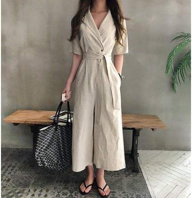 Amazon オールインワン クロップドパンツ ジャンプスーツ リネン 半袖 ワンピース ワイドパンツカジュアル ナチュラル ボトムス レディース Xl 並行輸入品 オールインワン 通販