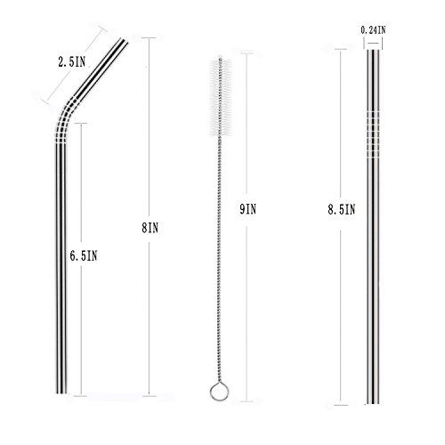 OKGD Wholesale Set of 20 Stainless Steel Straws Long 8.5 Inch Drinking Metal Straws Reusable Drinkin - //coolthings.us