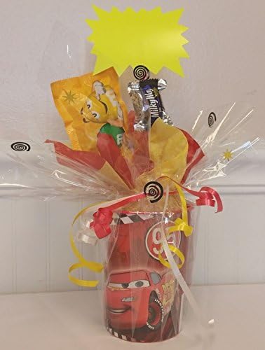 Disney Cars, Pre-Filled Goodie Gift Cup Party Favor with Candy and Bubbles (4 Cups) By Broward Toys
