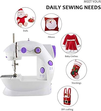 HKWEAVES Mini Portable Electric Home Sewing Machine (White)