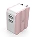 LAX Dual USB AC Power Adapter with Smart iQ Technology – Plug-In Adapter Rapid Charge 3.4A - for iPhone X 8 7 7Plus 6S 6S+, 6 6Plus, iPad Air/Mini, Samsung Galaxy S6, S6 Edge, HTC and More [Rose Gold]