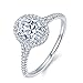 2.25ctw Oval Cut Petite Micropave Halo Simulated Diamond Cubic Zirconia CZ Engagement Rings for Women