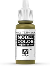 Vallejo Model Color Metallic Bronze 17 ml Acrylic Paint Brush On Bottle view 2