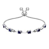 Belinda Jewelz Womens Sterling Silver 6 Sparkling Square Bolo Gemstone Bracelet