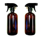 16 oz Amber Bottle with Black Spray Nozzle by Oils For Everything - Large Refillable Glass Container Ideal for SPA Beauty Care Massages Kitchen Cooking Cleaning - 2 Units Pack