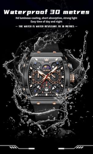 OLEVS Mens Watches Stylish Chronograph Waterproof Luminous Silicon Strap Multifunction Watches for Men Business White Men Wrist Watch