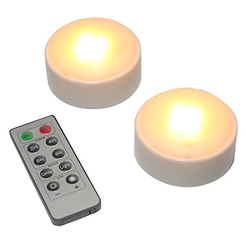 EcoGecko Set of 2 Remote Controlled w Timer Multi Purpose LED Lights, Under Cabinet Light, Closet Light, Storage Room Light, Pumkin Light, Candle Light