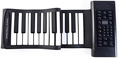 Portable Roll up Piano 61 Keys Chord Built-in Stereo Speaker and 1000mA Lithium Battery MP3 MIDI Microphone for Kids Playing, Learning,Entertainment and Tourism (Built-in Battery and Chord Function)