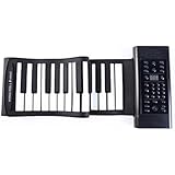 Portable Roll up Piano 61 Keys Chord Built-in Stereo Speaker and 1000mA Lithium Battery MP3 MIDI Microphone for Playing, Learning,Entertainment and Tourism (Built-in Battery and Chord Function)