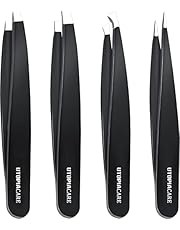 Utopia Care Professional Stainless Steel Tweezers Set (4-Piece) – Precision Tweezers for Ingrown Hair, Facial Hair, Splinter, Blackhead and Tick Remover
