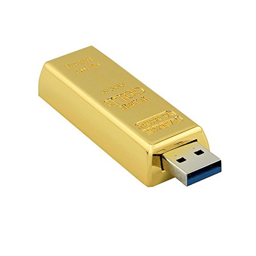 Usbkingdom 64GB USB 3.0 Flash Drive Cool Metal Bullion Gold Bar Shaped Jump Drive Pen Drive Memory Stick Thumb Drives USB Flash Disk