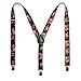 CTM Women's Elastic Floral Print Suspenders, Black