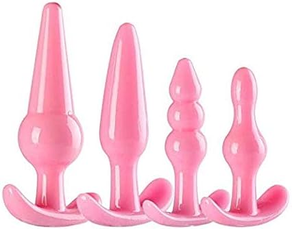 Giftly Bu~tt P~lu~g T-bar Base Kit - Training Toys - Erotic Games Role Play - Womens Stimulator - 4 pcs Beginners Anales Set A-05 (Pink)