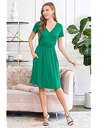 Polkadot - Vestido de manga corta con cuello en V, diseño floral