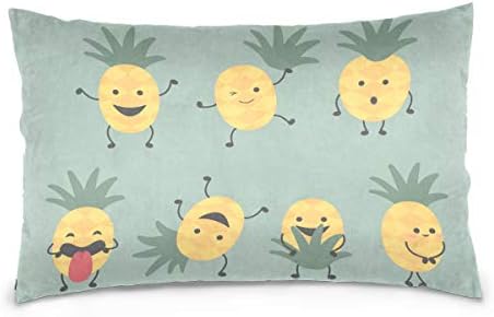 Mustard Green Pineapple 16x24 inches Pillow Case Cover Pillowslip Cushion Pillowcases Protectors Slip Bed 40x60 cm Bedroom Single
