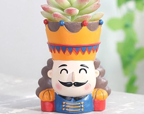 Cute Resin King Man Meaty Pot by SWONVI, Succulent Pots with Drainage Resin Mini Flower Pot Garden Plants Vase Desk Flower Decoration (King)