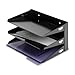 MMF Industries STEELMASTER Letter-Size Horizontal File Organizer | 3-Tier Tray Design | ID Label Holder | Black | Scratch & Chip-Resistant Finish | Durable Metal Steel | Wall File Organizer