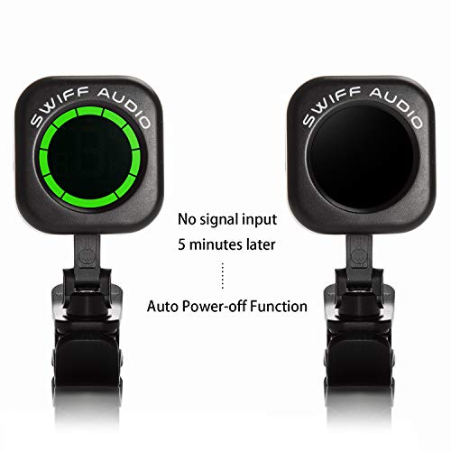 SWIFF Guitar Tuner Clip-On, Unique circle design, Sensitive Fast Tuning, Easy to Use, Big Clear VA Display for All String Instruments with Bass, Ukulele, Violin Accessories, Upgraded Tuner Series - Thumbnail 4