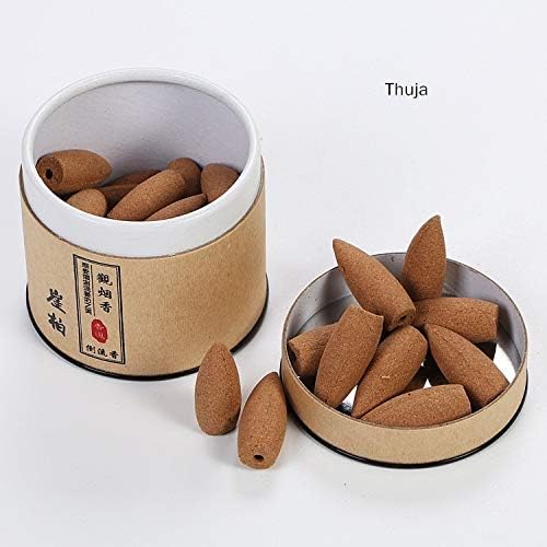 Morrenz - 100% Natural Sandalwood Backflow Incense Handmade Agarwood Cones Incense Help Sleep Wormwood Incense Drive Away Mosquitoes [Thuja]