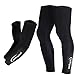 Cycling Bicycle Bike Running Golf Compression Sleeve Arms Thermal Warmers & Legs Warmers Pair -Sleeves Cover - Great for Men's and Women's Anti-Slip Design for Outdoor Sports Large