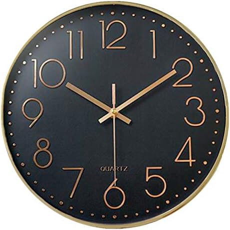 MixArt 12 inch Modern Gold Large Decorative Wall Clock, Silent Non-Ticking Quartz Wall Clock Battery Operated for Home Office School Bedroom Living Room