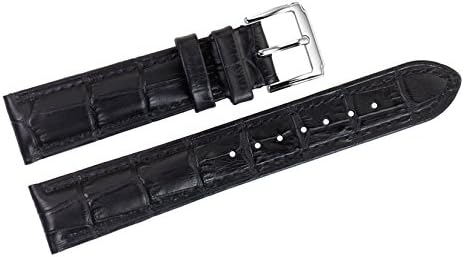18mm Black Luxury Italian Leather Watch Straps/Bands Replacement with Silver Pin Buckle for Swiss High-end Watches