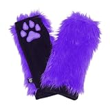 Pawstar Noir Furry Paw Warmers Arm Hand Cover Fingerless Gloves