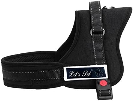 Dog Harness Vest Extra Thick No Pull Black Red Life Jacket Safety Heavy Duty for Dogs Adjustable from 13.78 - 35.43 inches Various Sizes S-M-L-XL--Shipped from Locational Stock (M, Black)