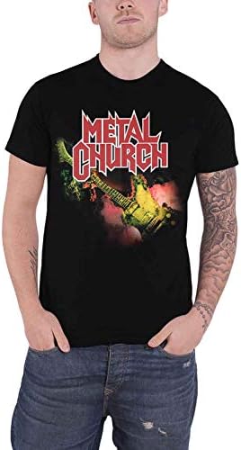 T Shirt Guitar Band Logo Heavy Metal Official Mens Black