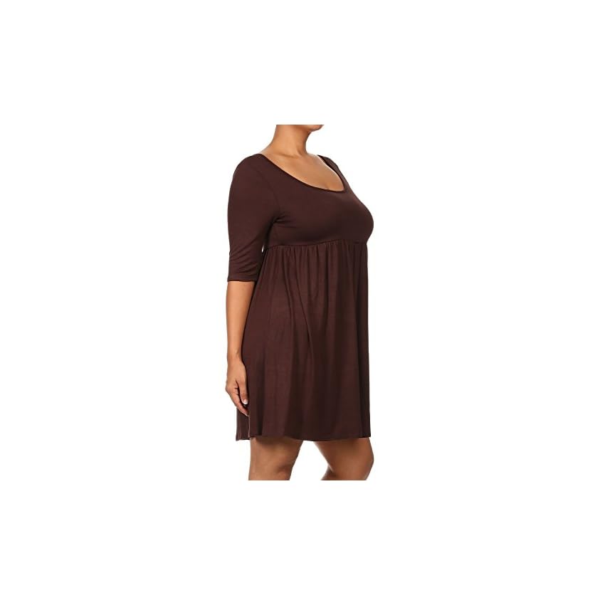PLUS Women's 3/4 Sleeve Empire Waist Baby Doll Dress MADE IN USA