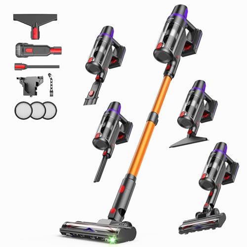 TechRise Battery Vacuum Cleaner 45000Pa/500W/60Min, Anti-Tangle Brush & 8-in-1 Function (Self-Standing) Vacuum Cleaner Wireless with Display, Handle Vacuum Cleaner for Home, Pet Hair/Carpets/Hard