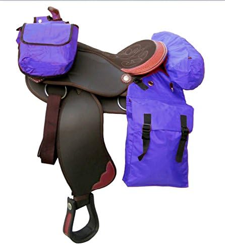 Water Resistant Western Saddle Bag Set of 3, Packing Food &amp; Gears (Purple)
