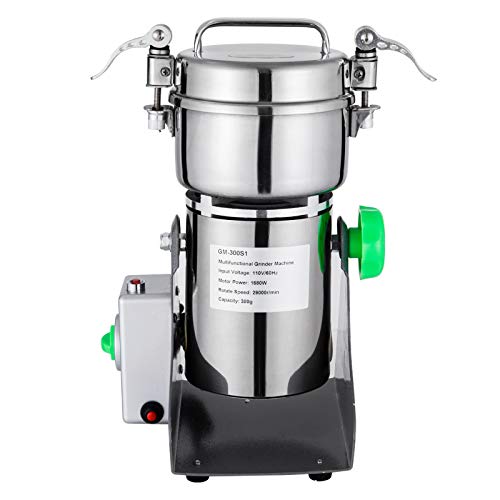 Happybuy 300g Stainless Steel Electric Grain Grinder Mill High-speed Medicial Powder Machine Commercial Cereals Grain Mill Herb Grinder Pulverizer (300g)