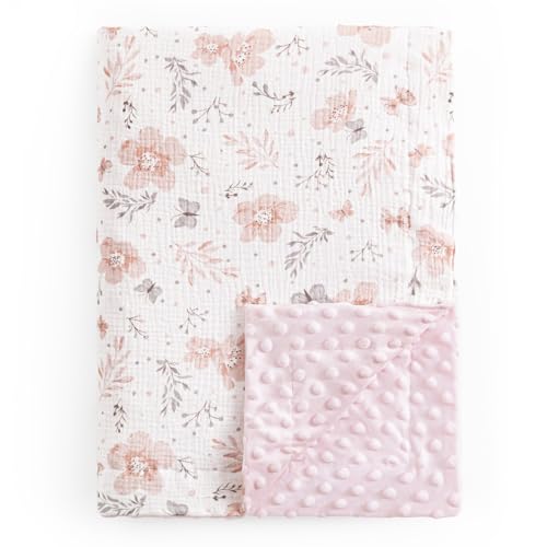 David's Kids Floral Muslin Minky Blanket