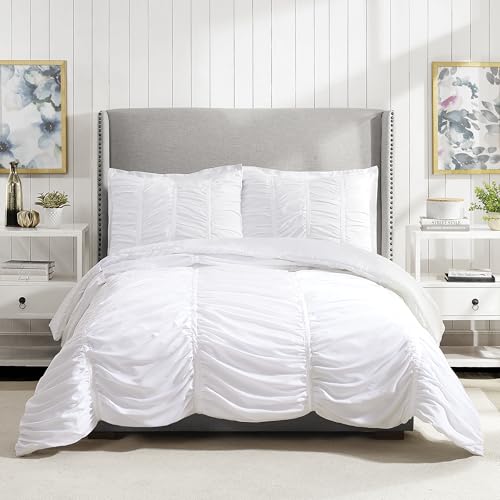 MODERN HEIRLOOM Collection Comforter Set, Polyester, White, Full Queen