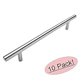 Cosmas 404-160SS True Solid Stainless Steel Construction 3/8 Inch Slim Line Euro Style Cabinet Hardware Bar Handle Pull - 6 5/16