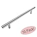 Cosmas 404-160SS True Solid Stainless Steel Construction 3/8 Inch Slim Line Euro Style Cabinet Hardware Bar Handle Pull - 6 5/16" (160mm) Hole Centers - 10 Pack