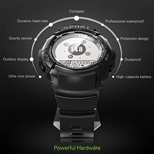 Men IP68 Waterproof Smartwatch, S816 Heart Rate Monitor Blood Pressure Sleep Monitoring Bluetooth Wristband Fitness Tracker Smart Watch Sport Bracelet for Android iOS - Chartsea (Black)