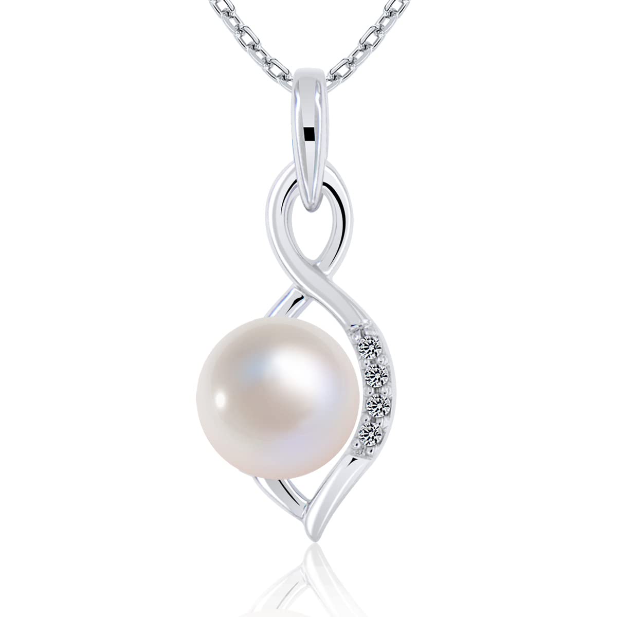 PLANETYS - 925 Sterling Silver Rhodium Finishing Pendant Freshwater Pearl