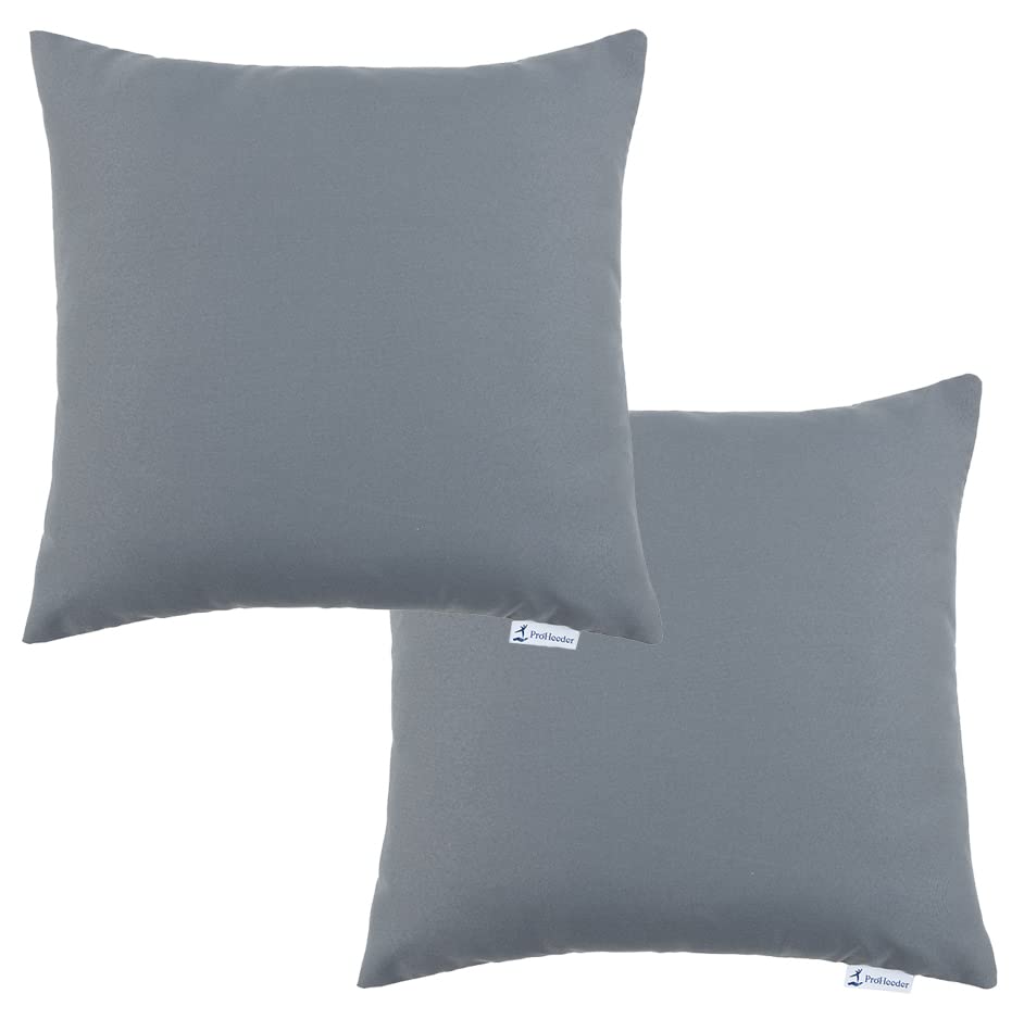 Proheeder Scatter Pillow Covers - Water Resistant & Washable Square Style Pillow Covers, Decorative Outdoor Pillow Covers for Sofa, Couch, Bed & Bench | (45 x 45cm, Dark Grey, Pack of 2)