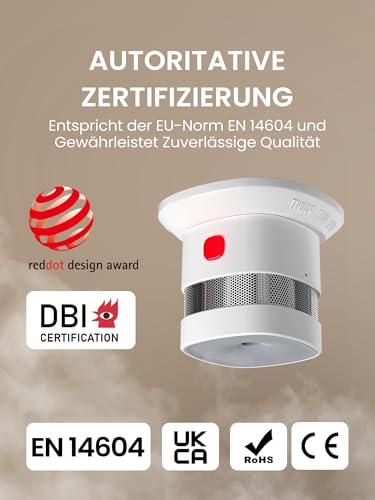 Heiman Smoke Detector Matter Over Thread with Magnetic Attachment, 5 Year Changeable Battery, EN 14604, 85 dB, for Apple Home, SmartThings & Home Assistant, Hub Required, HS1SA-M