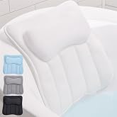 GORILLA GRIP Bath Pillow for Tub, 6 Strong Suction Cups, 4D Mesh, White | FlexComfort Headrest for Neck, Head and Back Support, Luxury Machine Wash Pillows, Bathtub Accessories, Spa Gifts for Women