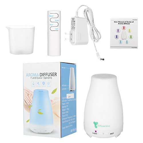 Diffuserlove MAX 220ML Essential Oil Diffuser Ultrasonic Remote Control Aromatherapy Diffuser Mist Humidifiers with 7 Color LED Lights and Waterless Auto Shut-off for Bedroom Office House Kitchen Yoga