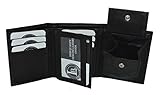 Boys Slim Compact Flap Id and Coin Pocket Trifold Wallet (Black)