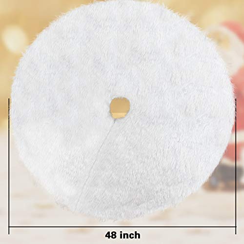 Dreampark Christmas Tree Skirts, 48" White Tree Skirt Decorations Faux Fur Skirt Large Christmas Ornaments Tree Decor (48 inch)
