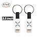 [2 Pack] Keychain Charging Cable for iPhone, 3.5 Inch, Short Flat Portable Keychain Charging/Sync Charger Cord for Apple Devices: iPhone, iPad, iPad Pro, iPod Touch. (Black-2Pack)